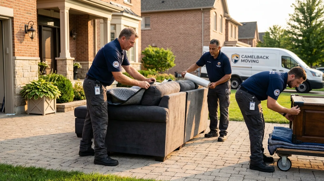 Large estate moving crew wrapping furniture in Worthington, KY