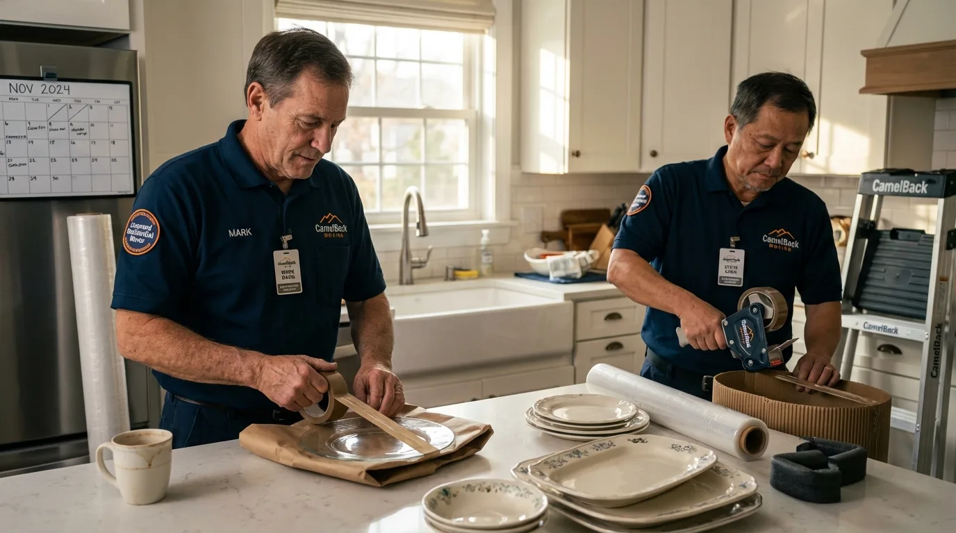 Professional crew packing kitchen dishware in Worthington, KY